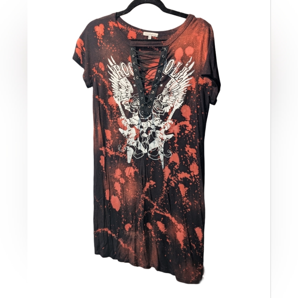 Charlotte Russe Black and Orange Lace-Up Top